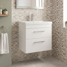 Delphi Horizon 600mm 2-Drawer Wall Hung Vanity Unit (inc Basin)