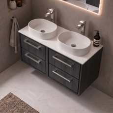 Delphi Lodge 1200mm 4-Drawer Wall Hung White Marble Countertop Vanity Unit