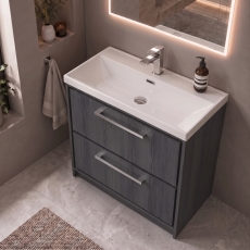 Delphi Lodge 800mm 2-Drawer Floor Standing Vanity Unit (inc Ceramic Basin)