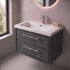 Delphi Lodge 800mm 2-Drawer Wall Hung Vanity Unit (inc Fireclay Basin)
