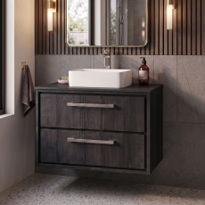 Delphi Lodge 800mm 2-Drawer Wall Hung Countertop Vanity Unit