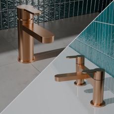 Delphi Loop Brushed Bronze Basin Mixer and Bath Filler Tap Set (inc Press Top Waste)