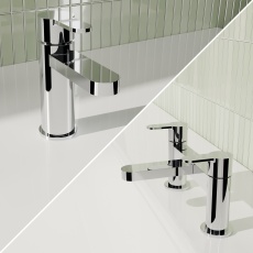 Delphi Loop Chrome Basin Mixer and Bath Filler Tap Set (inc Press Top Waste)