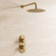 Delphi Loop Brushed Brass Dual Concealed Shower Set with Fixed Head