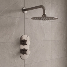 Delphi Loop Brushed Pewter Dual Concealed Shower Set with Fixed Head