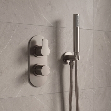 Delphi Loop Brushed Pewter Dual Concealed Shower Set with Handset and Bracket