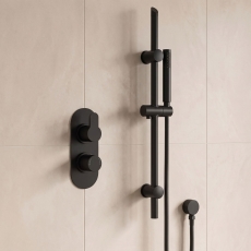 Delphi Loop Matt Black Dual Concealed Shower Set with Slide Rail Kit