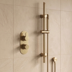 Delphi Loop Brushed Brass Dual Concealed Shower Set with Slide Rail Kit