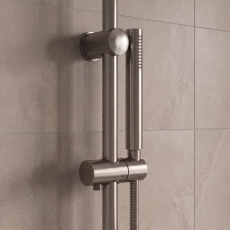 Delphi Round Pencil Brushed Pewter Slider Rail Shower Kit (inc Outlet Elbow)