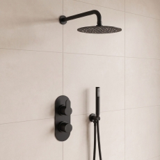 Delphi Loop Black Dual Concealed Shower Set with Fixed Head and Handset