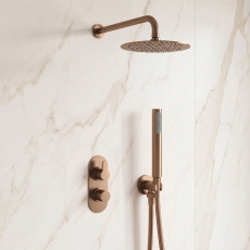 Delphi Loop Brushed Bronze Dual Concealed Shower Set with Fixed Head and Handset