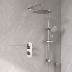 Delphi Loop Chrome Dual Concealed Shower Set with Fixed Head and Slide Rail Kit
