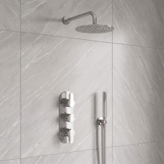 Delphi Loop Chrome Triple Concealed Shower Set with Fixed Head and Handset