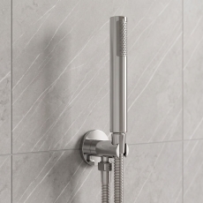 Delphi Round Pencil Chrome Shower Handset (inc Bracket and Hose)