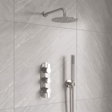 Delphi Loop Chrome Triple Concealed Shower Set with Fixed Head and Handset