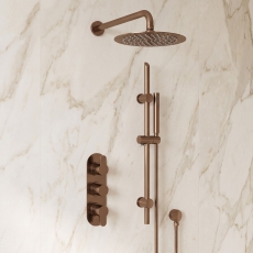 Delphi Loop Brushed Bronze Triple Concealed Shower Set with Fixed Head and Slide Rail Kit