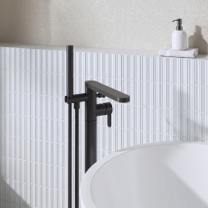 Delphi Loop Matt Black Freestanding Bath Shower Mixer Tap (inc Kit)