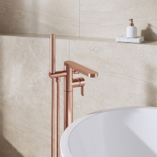Delphi Loop Brushed Bronze Freestanding Bath Shower Mixer Tap (inc Kit)