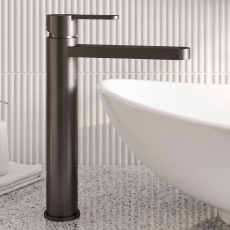 Delphi Loop Matt Black Tall Mono Basin Mixer Tap