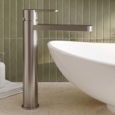 Delphi Loop Brushed Pewter Tall Mono Basin Mixer Tap