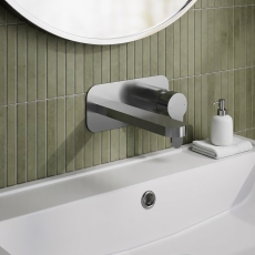 Delphi Loop Brushed Pewter 2-Hole Wall Mounted Basin Mixer Tap (inc Backplate)