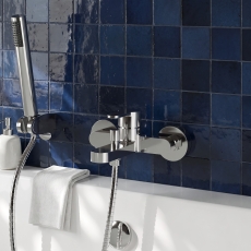 Delphi Loop Chrome Wall Mounted Bath Shower Mixer Tap (inc Kit)