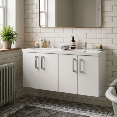 Delphi Modulo 1200mm 4-Door Wall Hung Vanity Unit (inc Twin Basin)