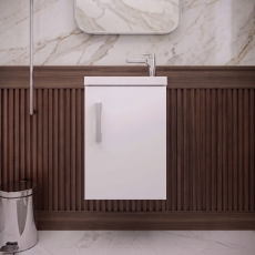 Delphi Modulo Slimline 400mm 1-Door Wall Hung Vanity Unit (inc Basin)