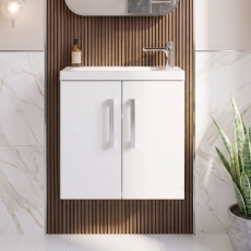 Delphi Modulo Slimline 500mm 2-Door Wall Hung Vanity Unit (inc Basin)