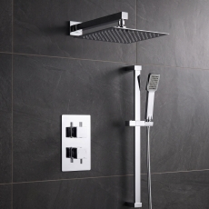 Delphi Nectar Chrome Dual Concealed Shower Set with Fixed Head and Slide Rail Kit