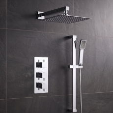 Delphi Nectar Chrome Triple Concealed Shower Set with Fixed Head and Slide Rail Kit