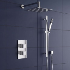 Delphi Nexus Chrome Dual Concealed Shower Set with Large Drencher Head and Slide Rail Kit