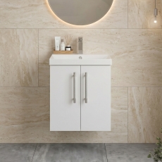 Delphi Nordic 500mm 2-Door Wall Hung Vanity Unit (inc Basin)