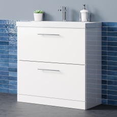 Delphi Nordic 800mm 2-Drawer Floor Standing Vanity Unit (inc Basin)