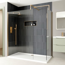 Delphi Optics Brushed Brass Walk-In Shower Enclosure