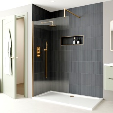 Delphi Optics Brushed Brass Wet Room Shower Screen