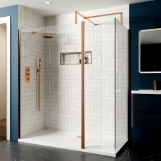 Delphi Optics Brushed Bronze Walk-In Shower Enclosure with Return Panel