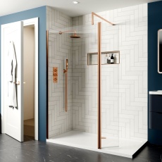 Delphi Optics Brushed Bronze Wet Room Shower Screen with Return Panel