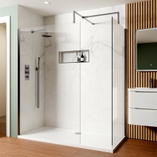 Delphi Optics Brushed Pewter Walk-In Shower Enclosure