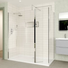 Delphi Optics Chrome Walk-In Shower Enclosure with Return Panel