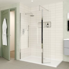 Delphi Optics Chrome Wet Room Shower Screen with Return Panel
