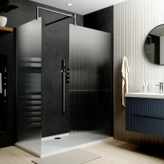 Delphi Optics Fluted Brushed Pewter Walk-In Shower Enclosure