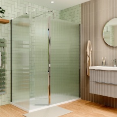 Delphi Optics Fluted Chrome Walk-In Shower Enclosure with Return Panel