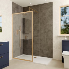 Delphi Optics Framed Brushed Brass Wet Room Shower Screen