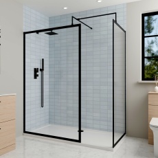 Delphi Optics Framed Matt Black Walk-In Shower Enclosure