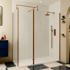 Delphi Optics Semi-Framed Brushed Bronze Walk-In Shower Enclosure