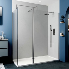 Delphi Optics Semi-Framed Brushed Pewter Walk-In Shower Enclosure