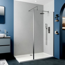Delphi Optics Semi-Framed Brushed Pewter Wet Room Shower Screen