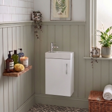 Delphi Pavilion 400mm 1-Door Wall Hung Vanity Unit (inc Cloakroom Basin)