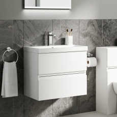 Delphi Penthouse 600mm 2-Drawer Wall Hung Vanity Unit (inc Basin)